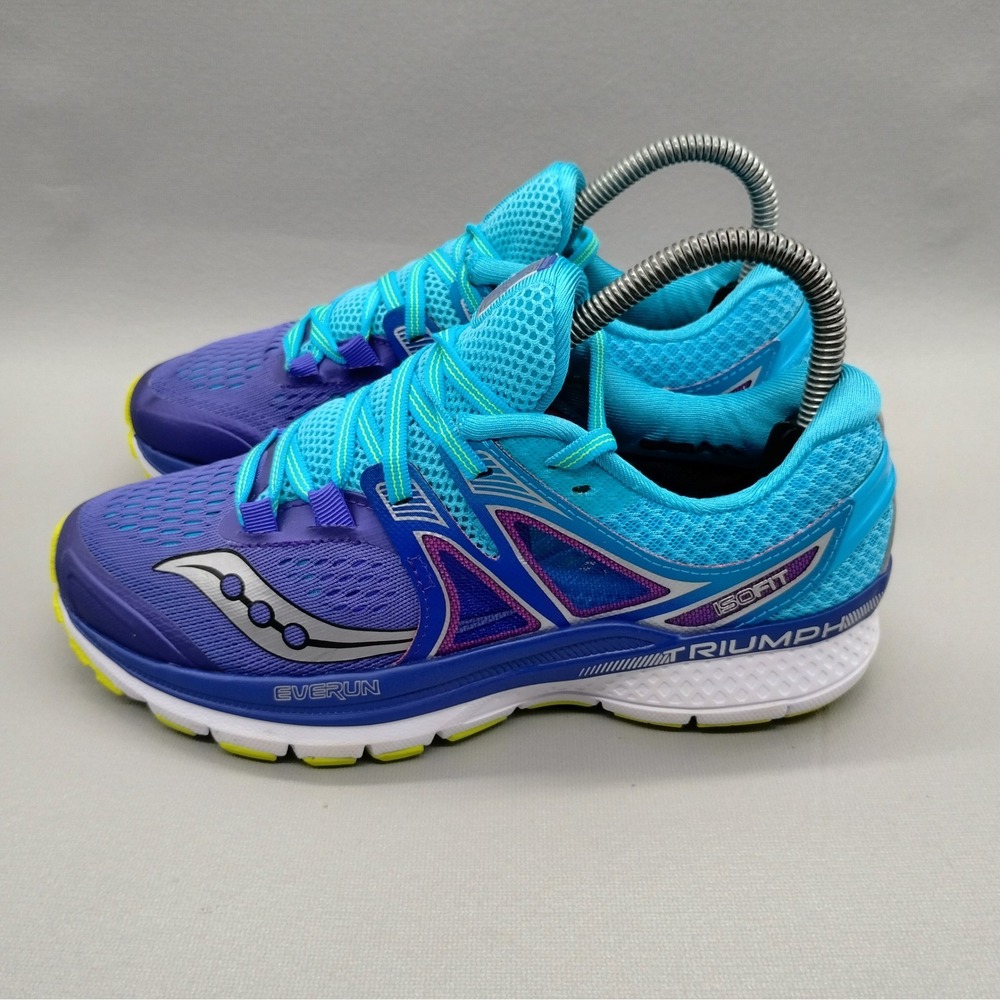 Saucony Triumph ISO 3 Womens Size 7.5 Running Shoes Blue Purple EVERUN S10413-2